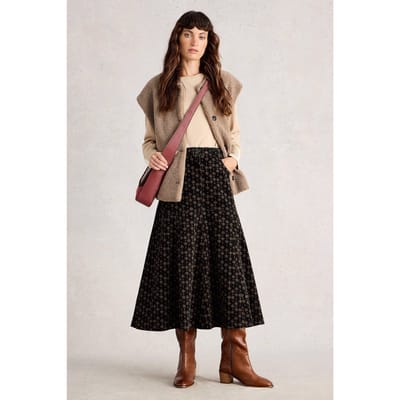 White Stuff Quinn Cord Midi Skirt Black Multi Taglia: 14 REGULAR | Minigonne Outlet | Donna | Nero