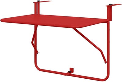Hangende Balkontafel - Buiten Tafel - Buiten Genieten - Inklapbaar Ontwerp - 60 x 39 x 65 cm - Rood