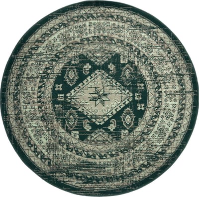 Rond Vintage Vloerkleed Aila Groen - Rond 120 Ø - (S)
