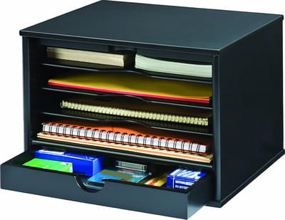 Bureau Opbergdoos - Bureau Organizer - Thuis Kantoor - Vier Vakken Lade - 35x27x24 cm - Zwart