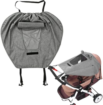 1 stuk - Zonnescherm voor kinderwagen - Zon- en UV-bescherming - Zonneschermhoes - Regenbestendige kap - 69*59 cm - Voor gebruik buitenshuis, om zonlicht te blokkeren en te beschermen tegen regen - Grijs