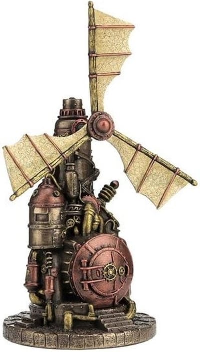 Veronese Design Beeld/figuur - Steampunk Windmolen met Geheim Laadje - (hxbxd) ca. 19,5cm x 11,4cm x 10cm