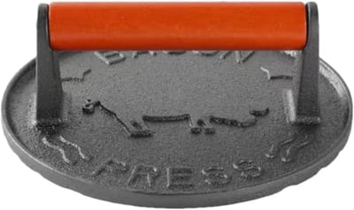 Burger Smasher - Vleespers Grill - Perfecte Burgers Maken - Gietijzeren Constructie - 19 x 19 cm - Zwart
