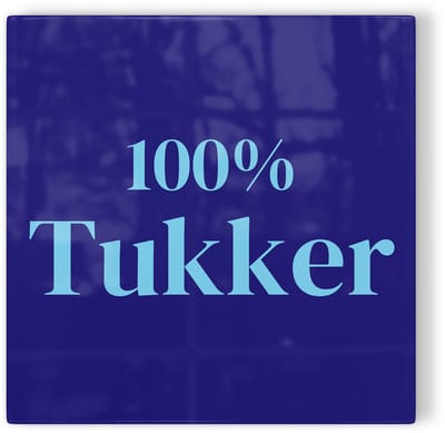 Tegeltje Twente 100% Tukker - donkerblauw lichtblauw - tegeltje stad - tegeltje met tekst