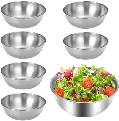 Ynkkvre - Schalen - roestvrijstalen schalenset van 6 - veelzijdig gebruik - RVS - hygiënisch en duurzaam - geschikt voor salade, soep en ontbijt