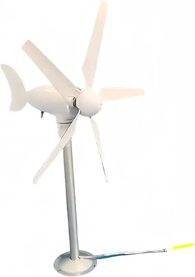 Mini Windturbine - Energie Generator - Wetenschappelijk Experiment - Vijfbladig Ontwerp - 48 cm Hoog - Wit