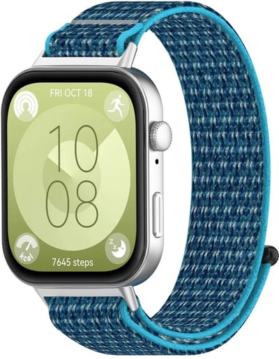 By Qubix - Sport loop nylon bandje - Blauw - geschikt voor Huawei Watch Fit 5 / 4 / 3