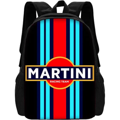 Racing M-MartiniS S-StripeS Kinder Schoolrugzak met Lunchtassen, Etui's, Schooltassen voor Jongens Meisjes Beste Cadeau