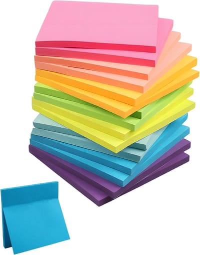 Neon Sticky Notes 800 Vellen, 76 x 76mm, Herbruikbare Zelfklevende Notities voor Kantoor, School en Thuis, 8 Felle Kleuren