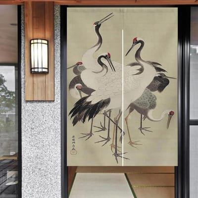 Deurgordijnen Japanse Noren Vijf Kraanvogels Kamerverdeling Keukendecoratie Poster Hangen Deurgobelin voor Slaapkamer 80x120cm 31.5x47in