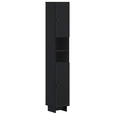 vidaXL - Badkamerkast - met - Open - Plank - EDE - Zwart - 30 - x - 31 - x - 190 - cm