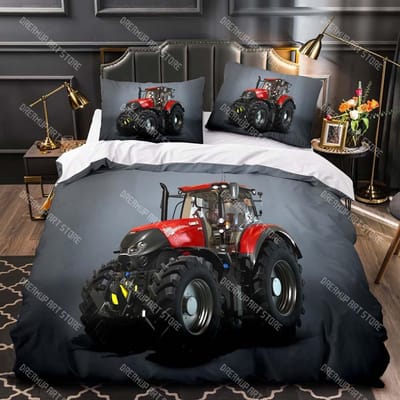 Jongens Tractor Print Beddengoed Set Mannen Bouwauto's Patroon Dekbedovertrek Voor Kinderen Zwaar Materieel Voertuigen Dekbedovertrek EU Double 200x200cm