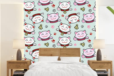 Behang - Fotobehang Kat - Huisdieren - Patroon - Breedte 220 cm x hoogte 240 cm