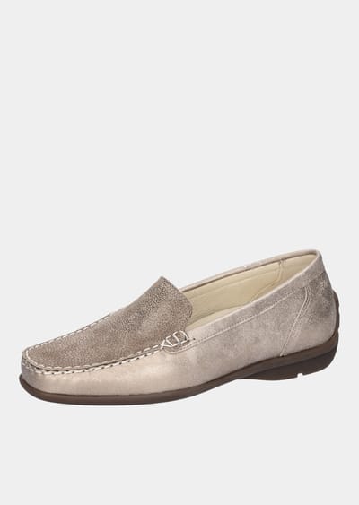 Veterschoen van echt leer - taupe / metallic - Gr. 37 van Goldner Fashion