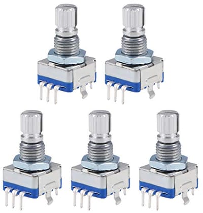 360 graden draaibare codeschakelaar potentiometer met 7 pins en 15 mm schacht – 5 stuks