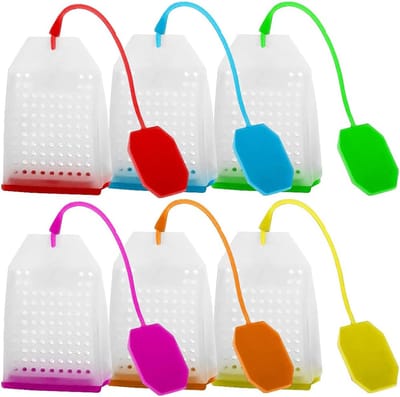 Siliconen infuser set van 6 stuks voor losse thee - herbruikbare theefilters in 6 kleuren - veilige theezakjesfilter