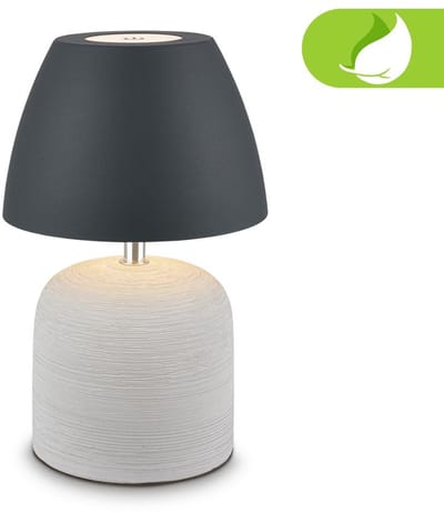 BRILONER Cera – Tafellamp oplaadbaar – draadloos – voor binnen en buiten – dimbaar – oplaadbare accu – keramiek – antraciet grijs – Ø14 x 36 cm