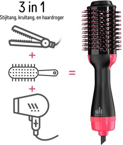 Fohnborstel | 3 in 1 | Drogen, krullen en stijlen | Fohn borstel geschikt voor elke haarsoort | 4 verschillende standen