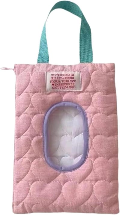 Gewatteerde doekhouder - Luierdispenser tas - Onderweg hygiëne - Dubbellaags ontwerp - 24 x 17 cm - Roze