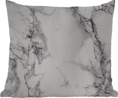 Sierkussen Buiten - Marmer - Steen - Wit - Grijs - Zwart - Marmerlook - 60x60 cm - Weerbestendig