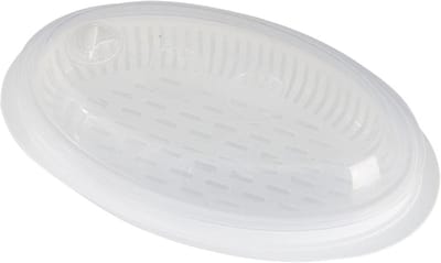 Magnetron Stoompan - Vis en groente - Gezond Koken - Met deksel - 18 cm breed - Transparant