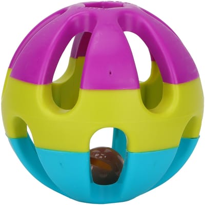 Hochet de poursuite pour chat en plastique non toxique, jouet interactif, balle d'attrape avec clochette, fournitures pour animaux de compagnie purple