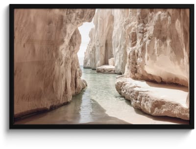 Poster in lijst - Fotolijst 90x60 cm - Posters - Rotsen - Zee - Zand - Kloof - Posterlijst zwart - Decoratie - Wanddecoratie woonkamer - Muurdecoratie slaapkamer