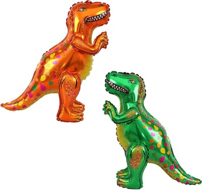 Set van 3D Dinosaur Ballonnen in Groen en Oranje voor Kinderfeestjes en Dinosaurusthema Feesten, Perfecte Verjaardagsdecoratie