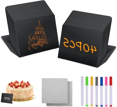 Set van 40 Mini Krijtbordjes, Schrijfbare Buffetaccessoires met Waterverf Pennen, Ideaal voor Prijslabels en Berichten