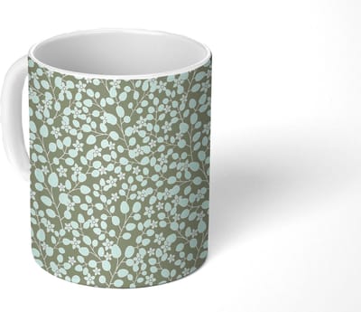 Mok - Koffiemok - Bloemen - Patronen - Planten - Mokken - 350 ML - Beker - Koffiemokken - Theemok