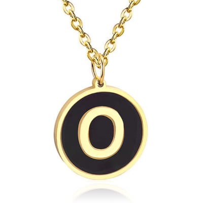 Goudkleurige Dames Schakelketting met Zwarte Kettinghanger Letter O