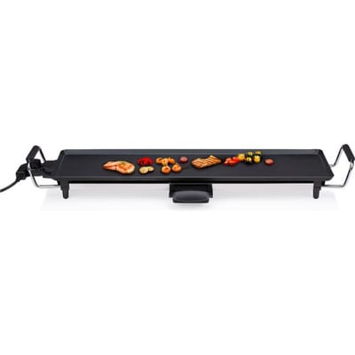 alpina Teppanyaki Bakplaat 2000W - Gourmet Grillplaat XL - Tafelgrill met Instelbare Thermostaat - Grill Plaat 70 x 23 cm - voor 4 tot 6 Personen - Anti-Aanbaklaag - RVS