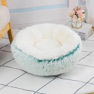 Donut Hondenbed voor Middelgrote Hond Pluche Bed Huisdieren Rond Accessoires Kleine Mand Sofa Manden Huisdier Groot Kussen Benodigdheden Puppy Mat Katten S 40CM white