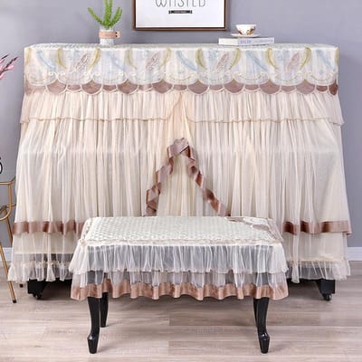 Housse de piano décorative avec broderie en soie Housse anti-poussière en dentelle de tissu minimaliste Ne pas retirer la housse de piano pour un usage domestique 153x34x120cm 58x38cm