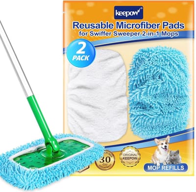 Herbruikbare platte mopdoek overtrek voor Swiffer Sweeper met 2 wasbare doeken