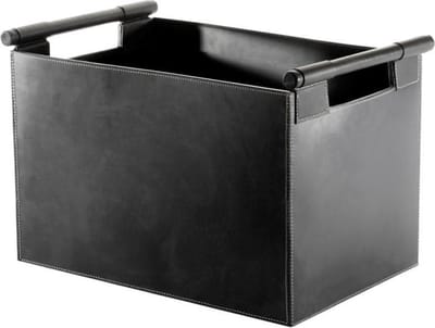 Orskov 39 Houtmand rechthoek zwart leer - zwart - leer H28/B45/D30