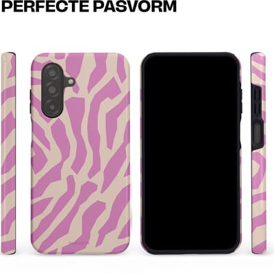 Casetastic hoesje geschikt voor Samsung Galaxy A26 - Dubbellaagse bescherming - Zebra Roze Magenta Flow - Fashion Case - Lila Zand