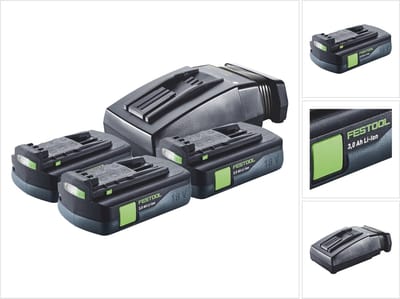 Festool energieset 3x BP 18 Li 3,0 C accu 18 V 3,0 Ah / 3000 mAh Li-Ion ( 3x 577658 ) + TCL 6 oplader ( 201135 )