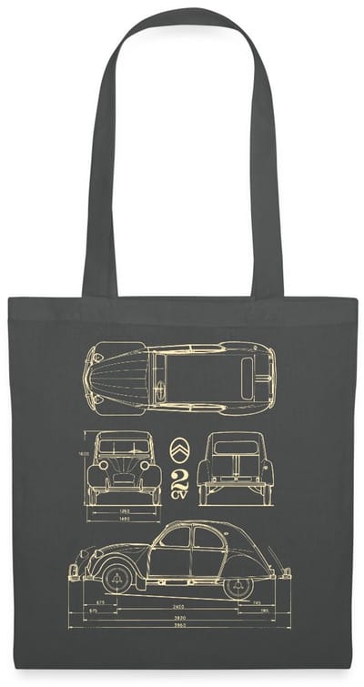 Citroën 2CV Maat Specificaties Blauwdruk Tas Van Stof Schoudertas