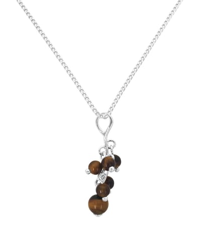 ARLIZI 2294 Ketting tijgeroog kralen hanger - sterling zilver - 42-46 cm
