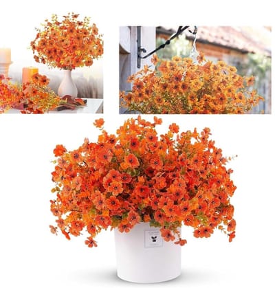 Dailygoods- Kunstbloemen 10 stuks - Herfstboeket - Kunstbloemen voor buiten - Herfstdecoratie - Kunstbloemen voor binnen - Zijde takken met metalen draden - Nep Bloemen