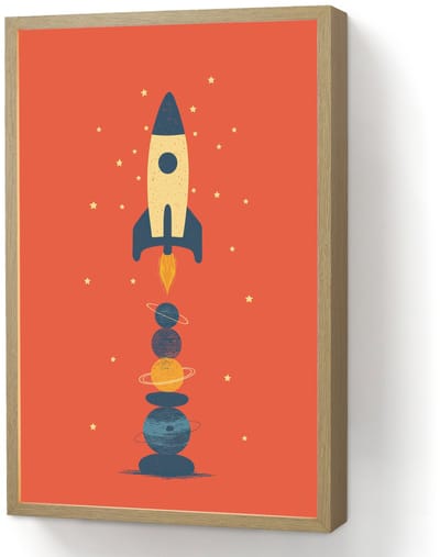 Nachtlampje 40x60 cm - Kinder lamp - Raket - Planeten - Rood - Tafellamp kinderkamer draadloos - Slaapkamer lampje - Bedlamp kinderen - Kinderlampje - Wandlamp babykamer - Nachtlampjes