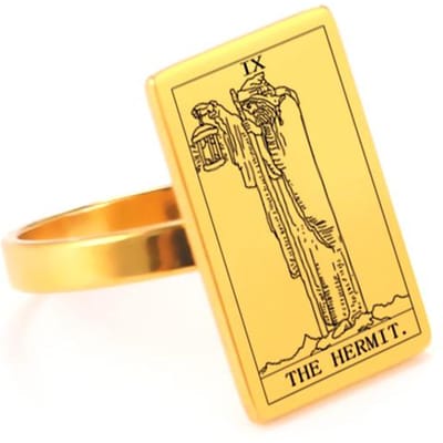 LIKGREAT Tarot Kaarten Ringen voor Vrouwen Mannen Roestvrij Staal Esoterisme Divinatie Magie Vingerringen Punk Amulet Sieraden Cadeau Nieuw 9 yellow