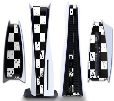 Gadgetpoint - Console Sticker Strip voor PS5, PlayStation 5 - Performance Gaming Skin - Bescherming Accessoires - Zwart/Wit