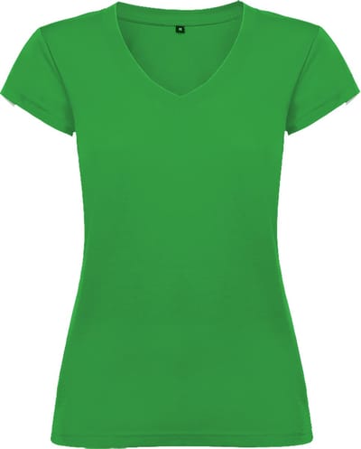 Dames V-hals getailleerd t-shirt model Victoria Tropische Groen maat 2XL