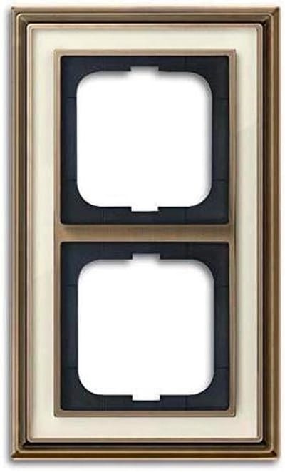 Afdekraam Dubbel - Wandplaat Frame - Schakelaar Afdekken - Messing Materiaal - 2-voudig - Antiek Ivoor