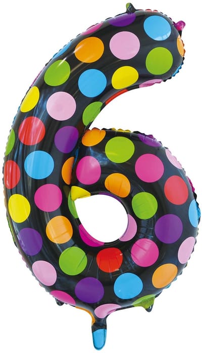 Folie Ballon Cijfer 6 Stippen XL 86cm