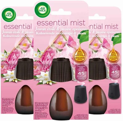3x Air Wick Essential Mist Navulling Jasmijn & Pioen 20 ml