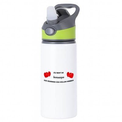 Hacebo® - jij bent de bonusopa die iedereen zou willen hebben waterfles met rietje groen - Opa - geweldige opa - liefste bonusopa - verjaardag - cadeau - kado - bedankje - geschenk - water fles - 650ML