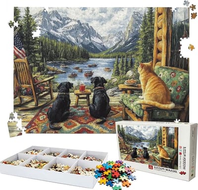 Houten Puzzel Kat Hond - Legpuzzel Volwassenen - Ontspannen Tijdverdrijf - Precisie Gesneden Stukjes - 122x81cm 3000 Stukjes - Kleurrijk